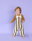 Vertical Stripe Knit Overalls
