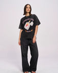 Flaming Love Tee Acid Wash Oversize Tee