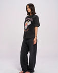 Flaming Love Tee Acid Wash Oversize Tee
