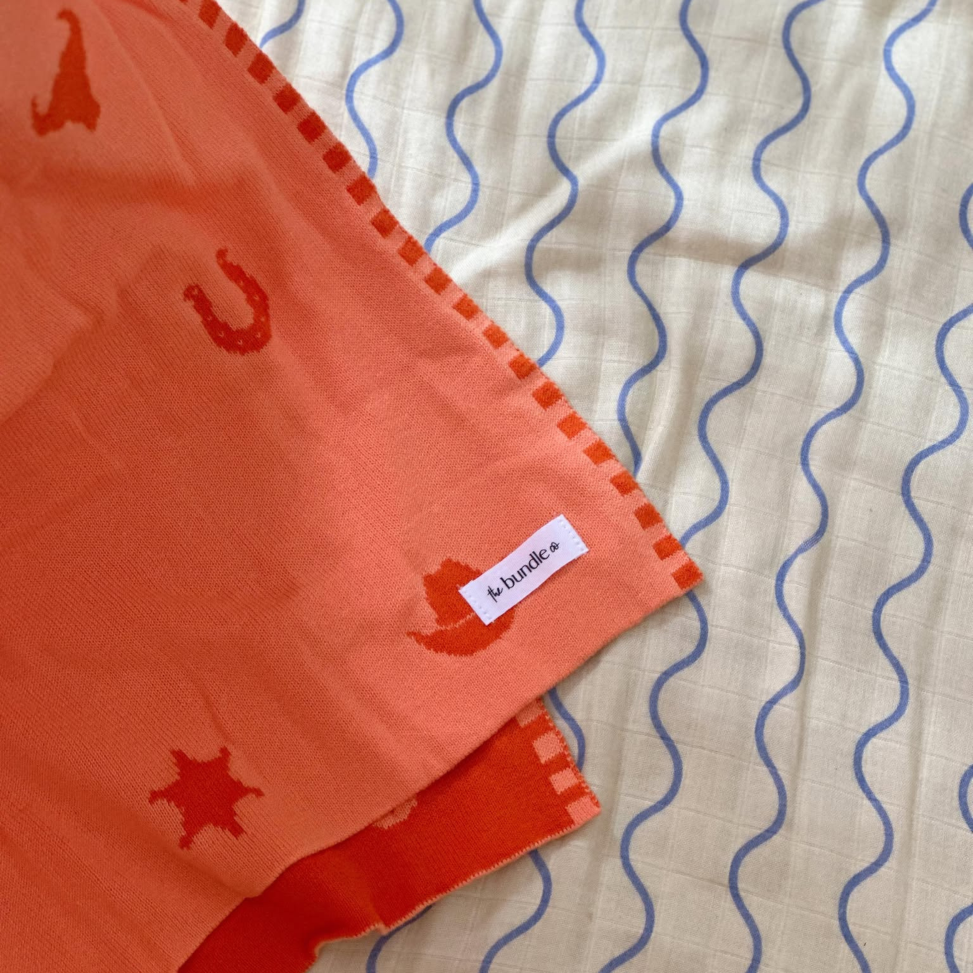 Wild West Cotton Baby/Toddler Blanket - Bright Orange