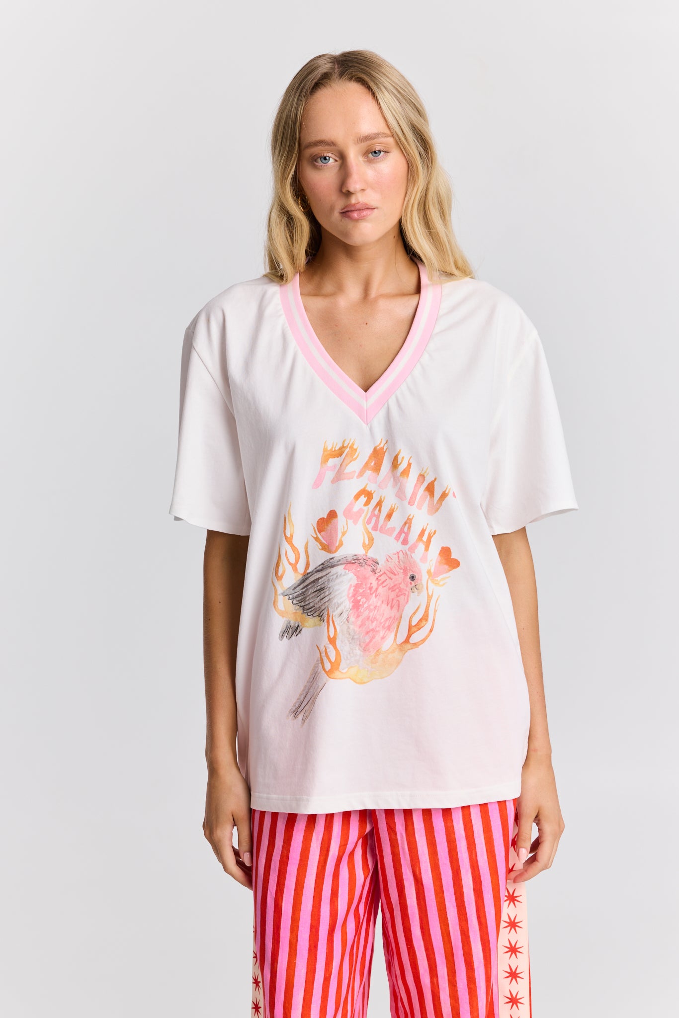 Flamin Galah V-Neck Tee