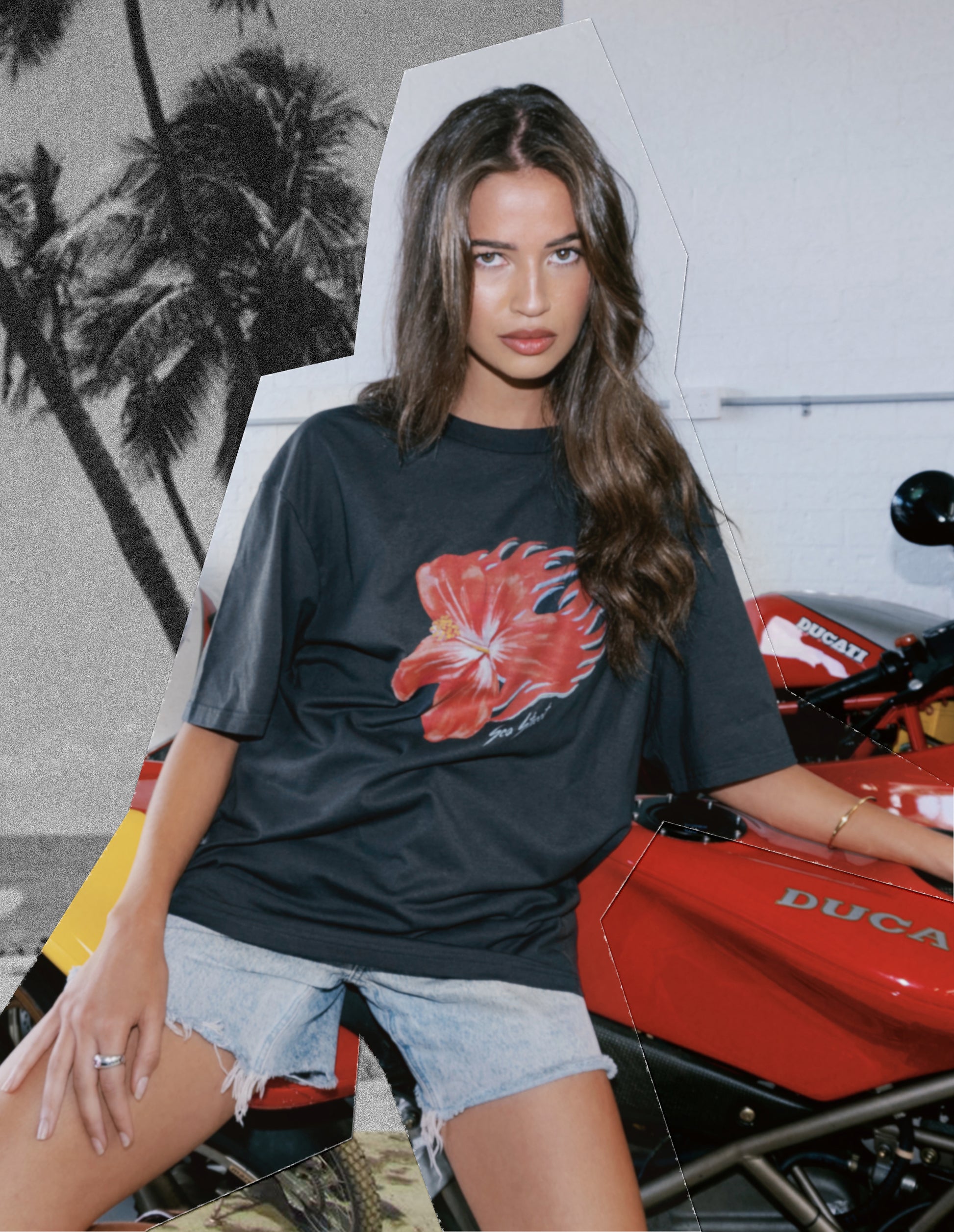 Flaming Hibiscus Racing S/S T-Shirt