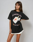 Flaming Love Tee Acid Wash Oversize Tee