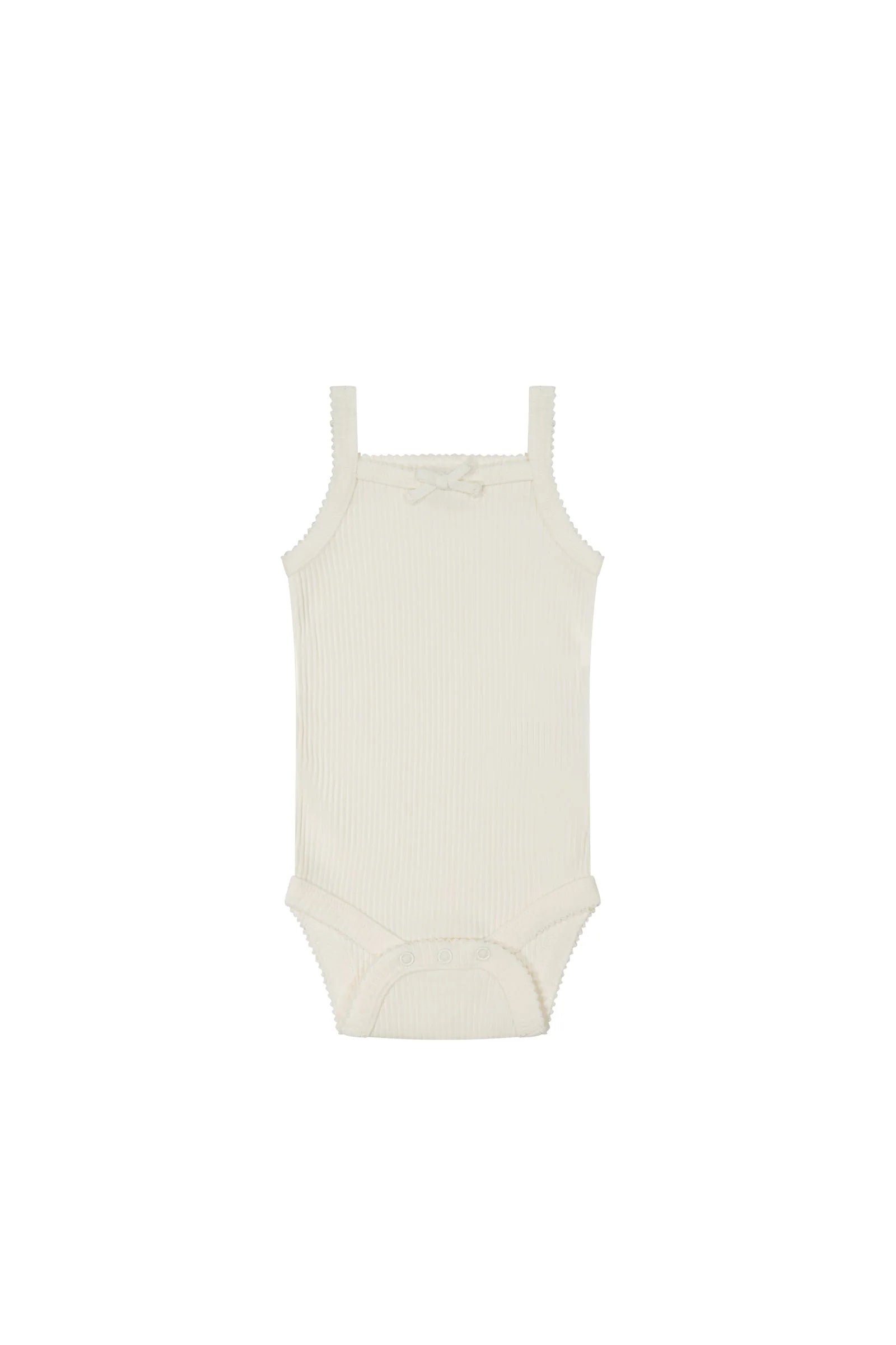 Organic Cotton Fine Elastane Singlet Bodysuit - Milk