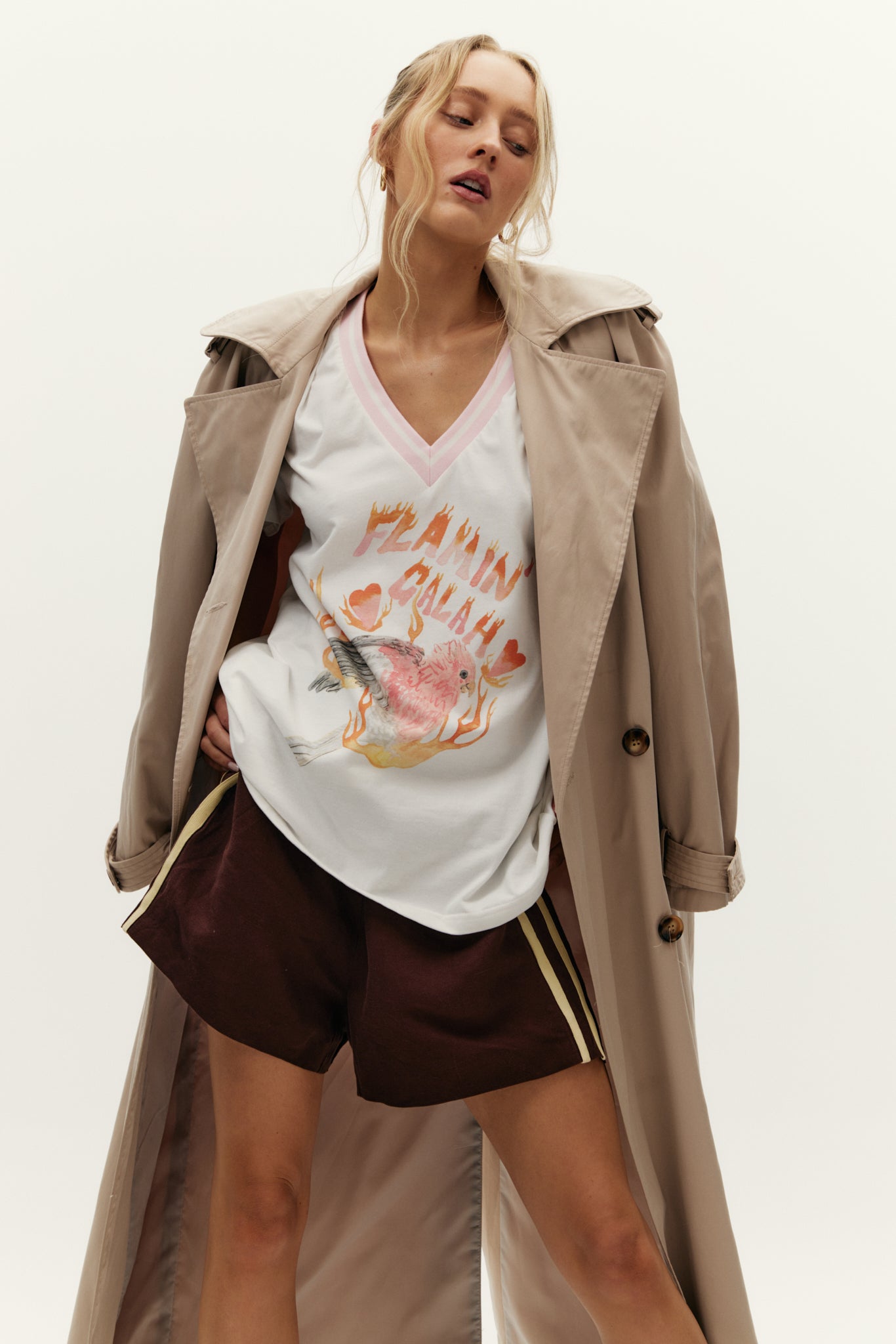 Flamin Galah V-Neck Tee