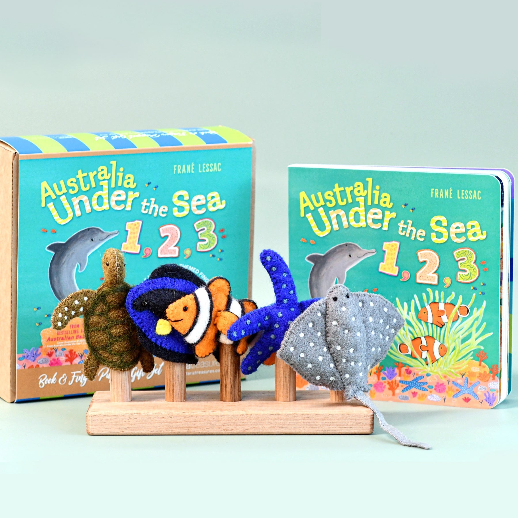 Australia Under the Sea 1, 2, 3 Book and Puppet set