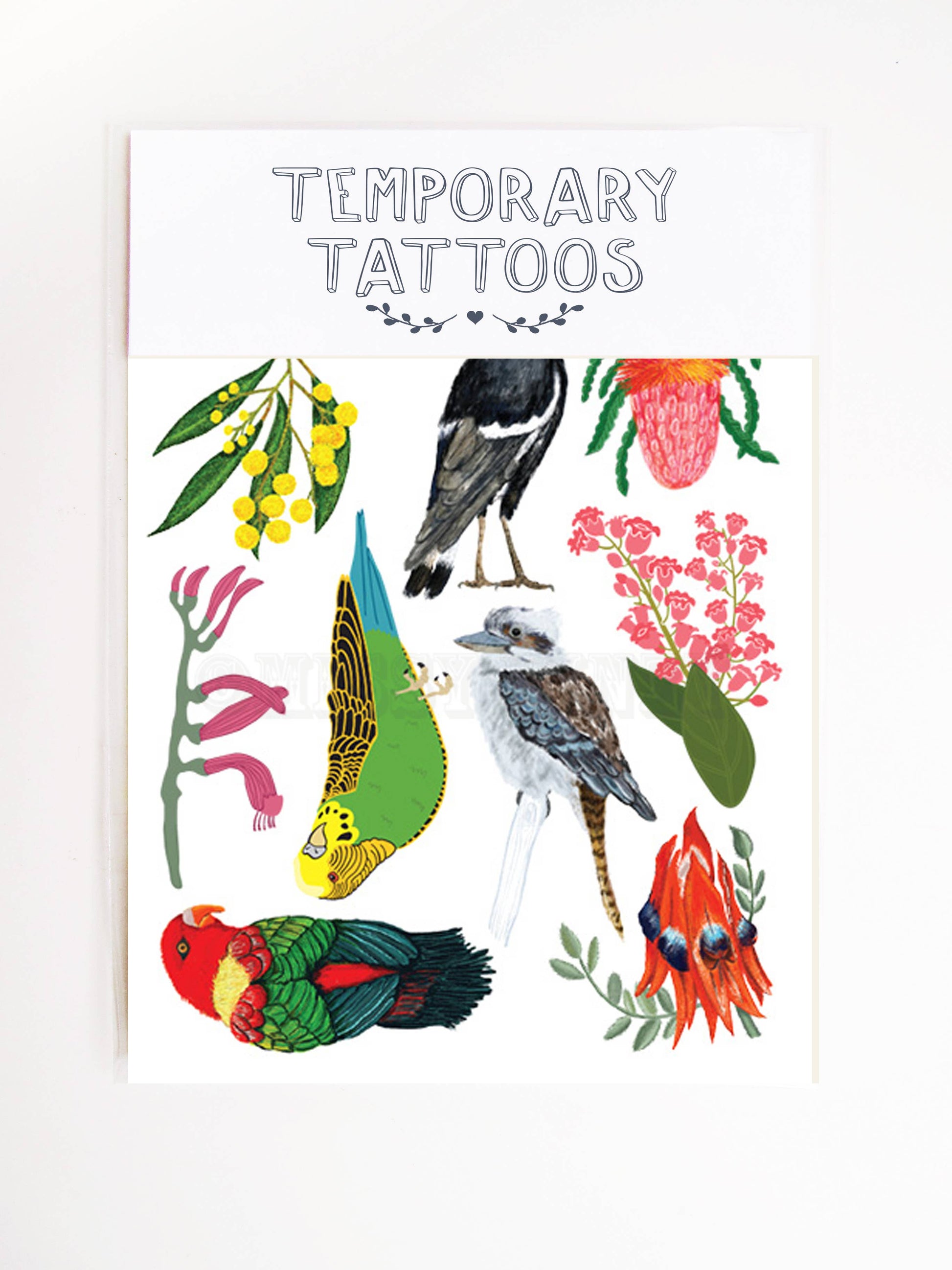 Australiana Birds and Flora Temporary Tattoos