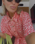 Girls Moxie Mini Dress Coral Oat Leopard