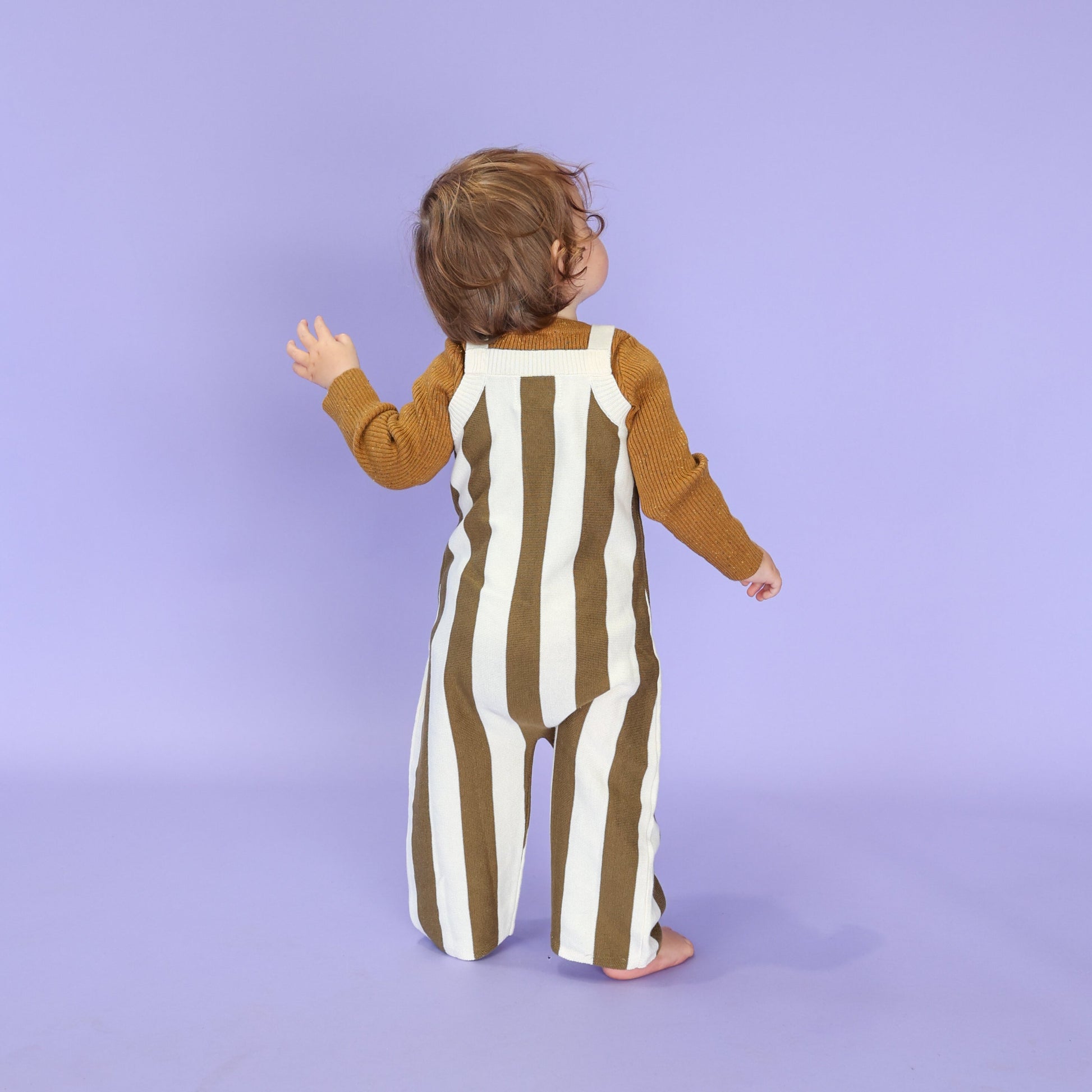 Vertical Stripe Knit Overalls