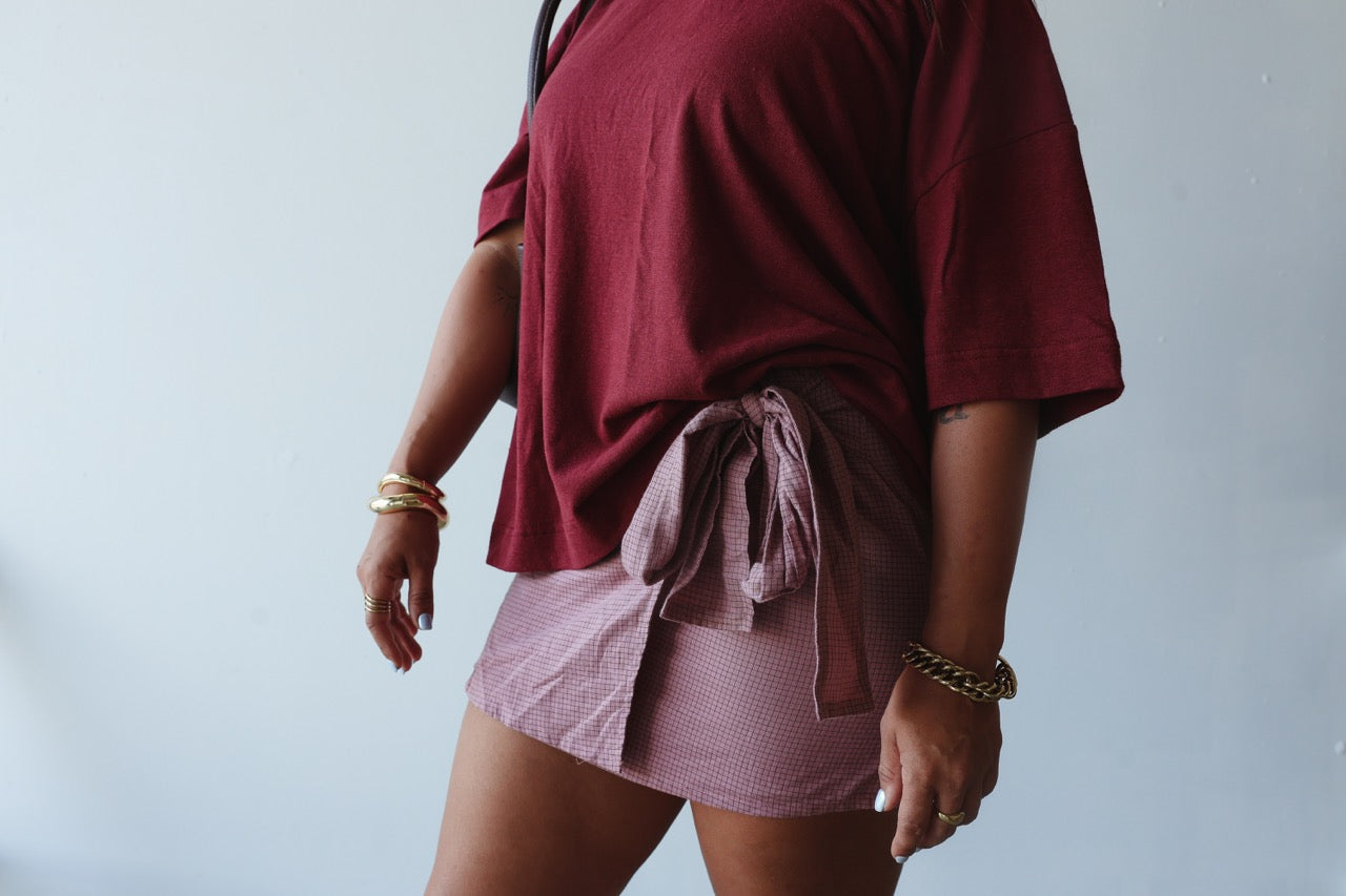 Athletic Hemp/Cotton Tee - Burgundy