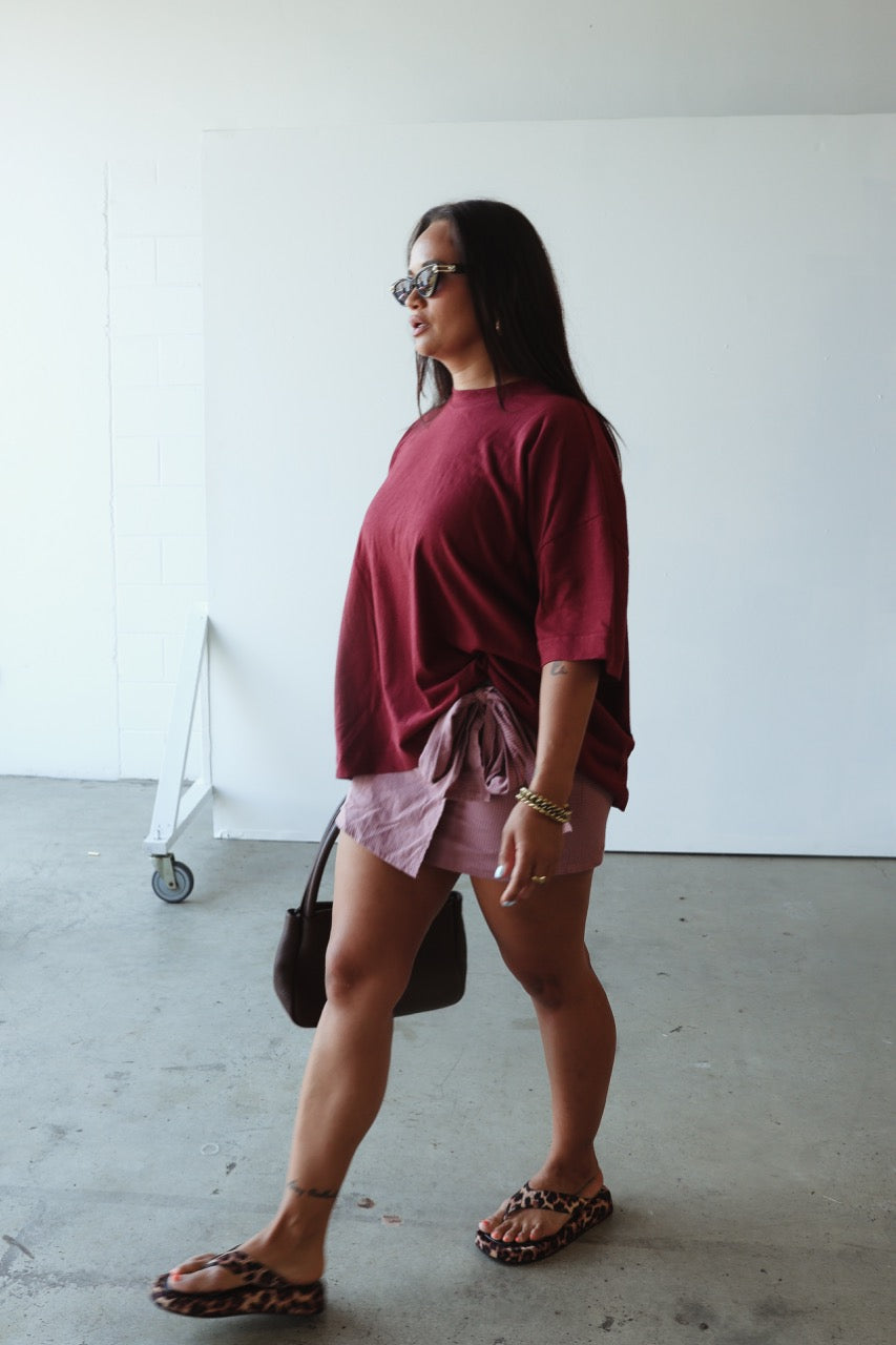 Athletic Hemp/Cotton Tee - Burgundy