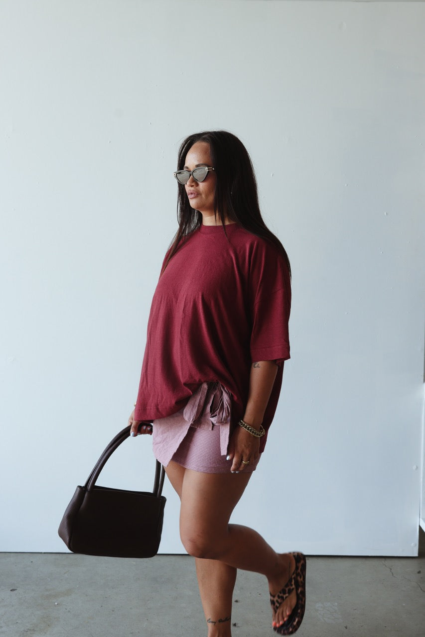 Athletic Hemp/Cotton Tee - Burgundy
