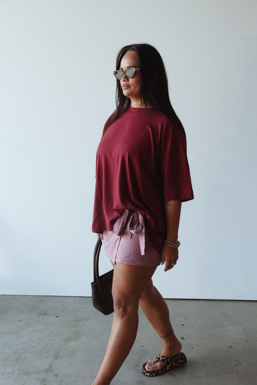 Athletic Hemp/Cotton Tee - Burgundy