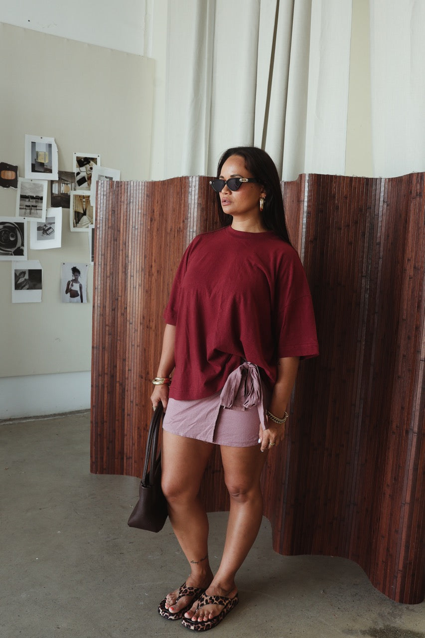 Athletic Hemp/Cotton Tee - Burgundy