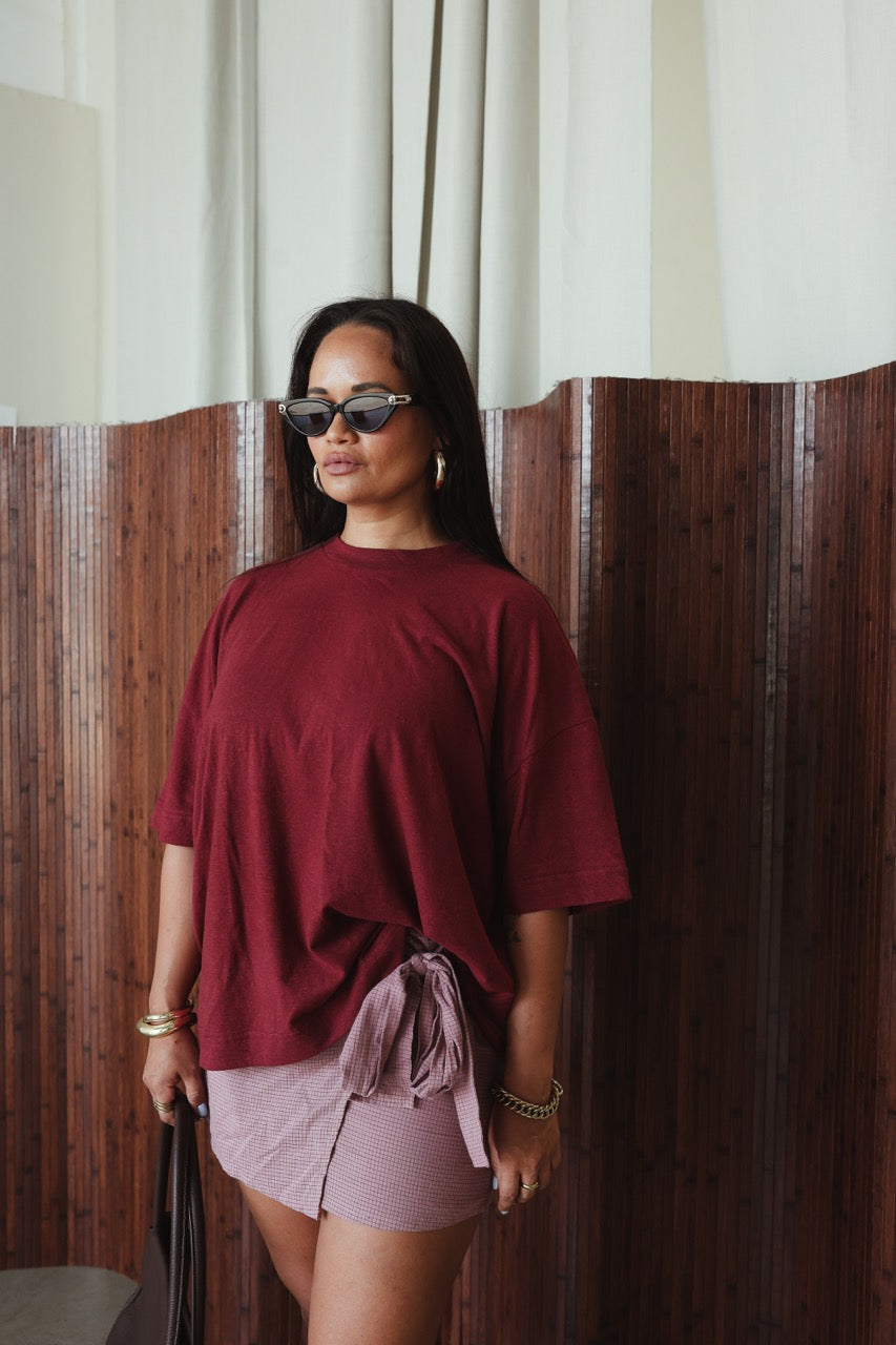 Athletic Hemp/Cotton Tee - Burgundy