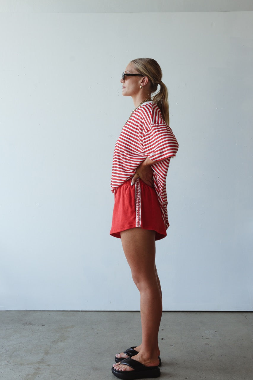 Athletic Hemp/Cotton Tee - Red/White