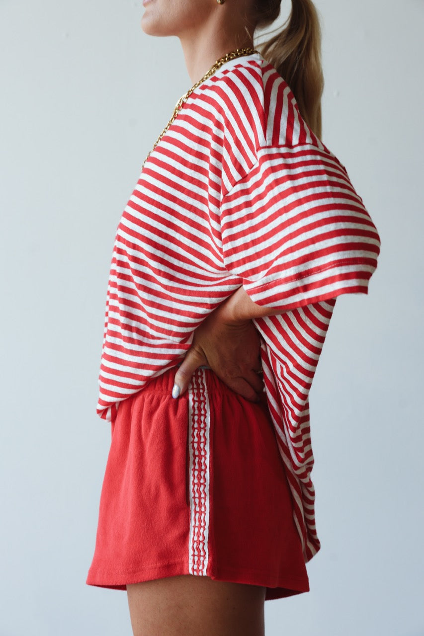 Athletic Hemp/Cotton Tee - Red/White