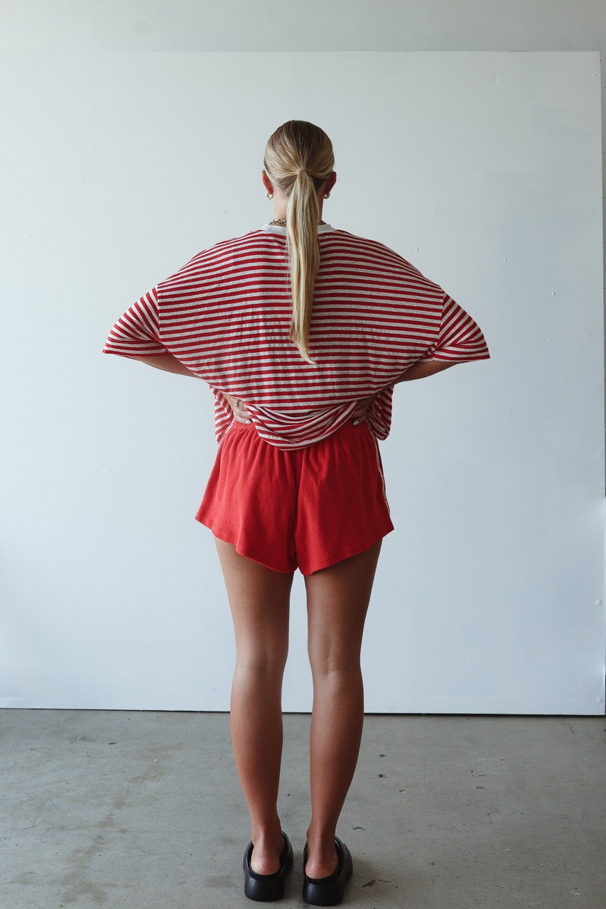 Athletic Hemp/Cotton Tee - Red/White