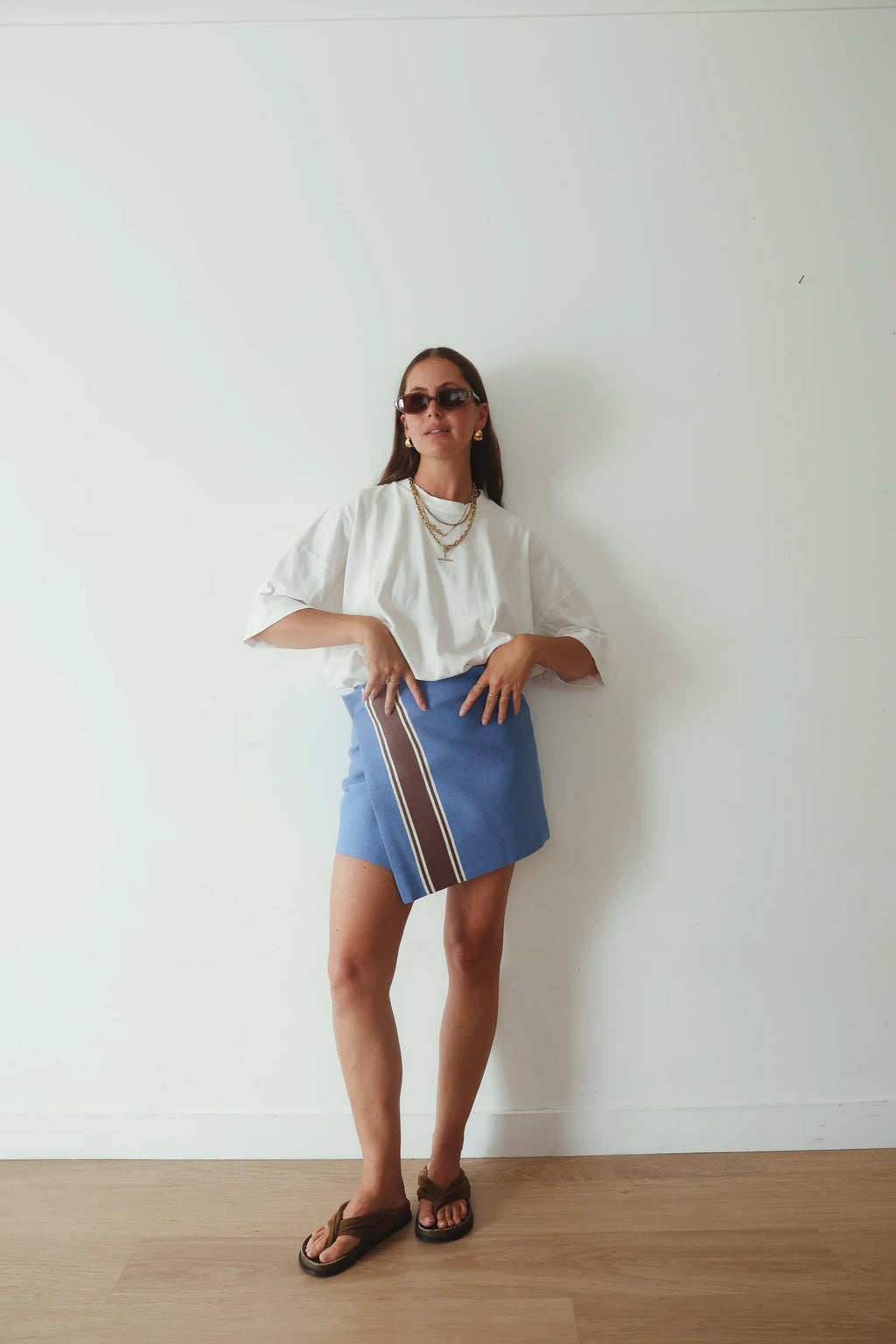 Stripe Knit Skirt - Blue