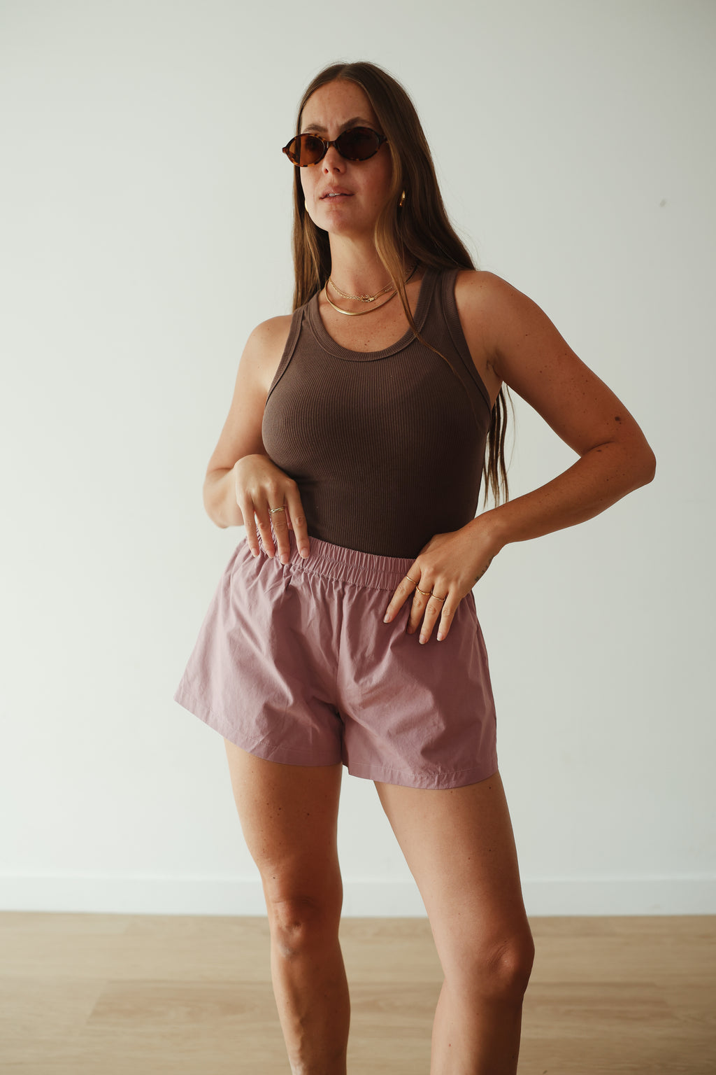 Chloe cotton short - Plum