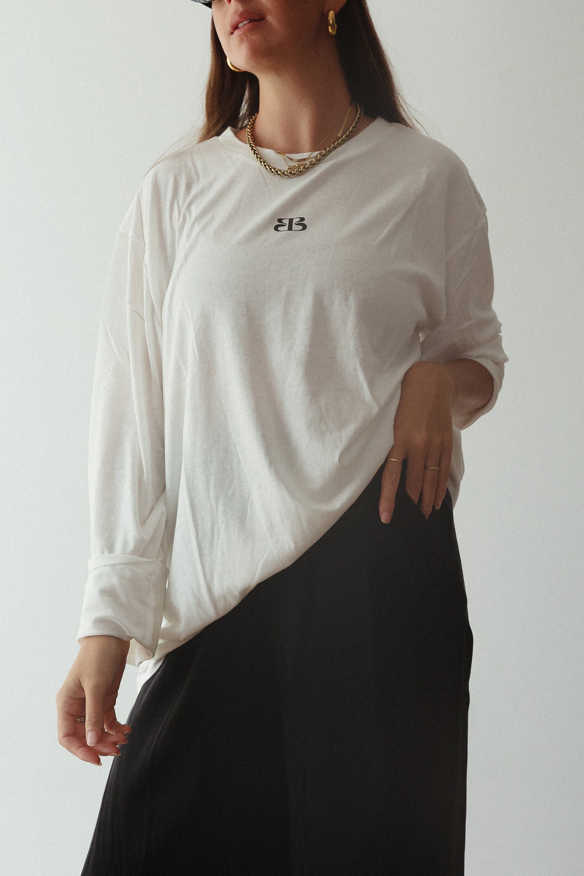 BB cotton/hemp long sleeve tee - white