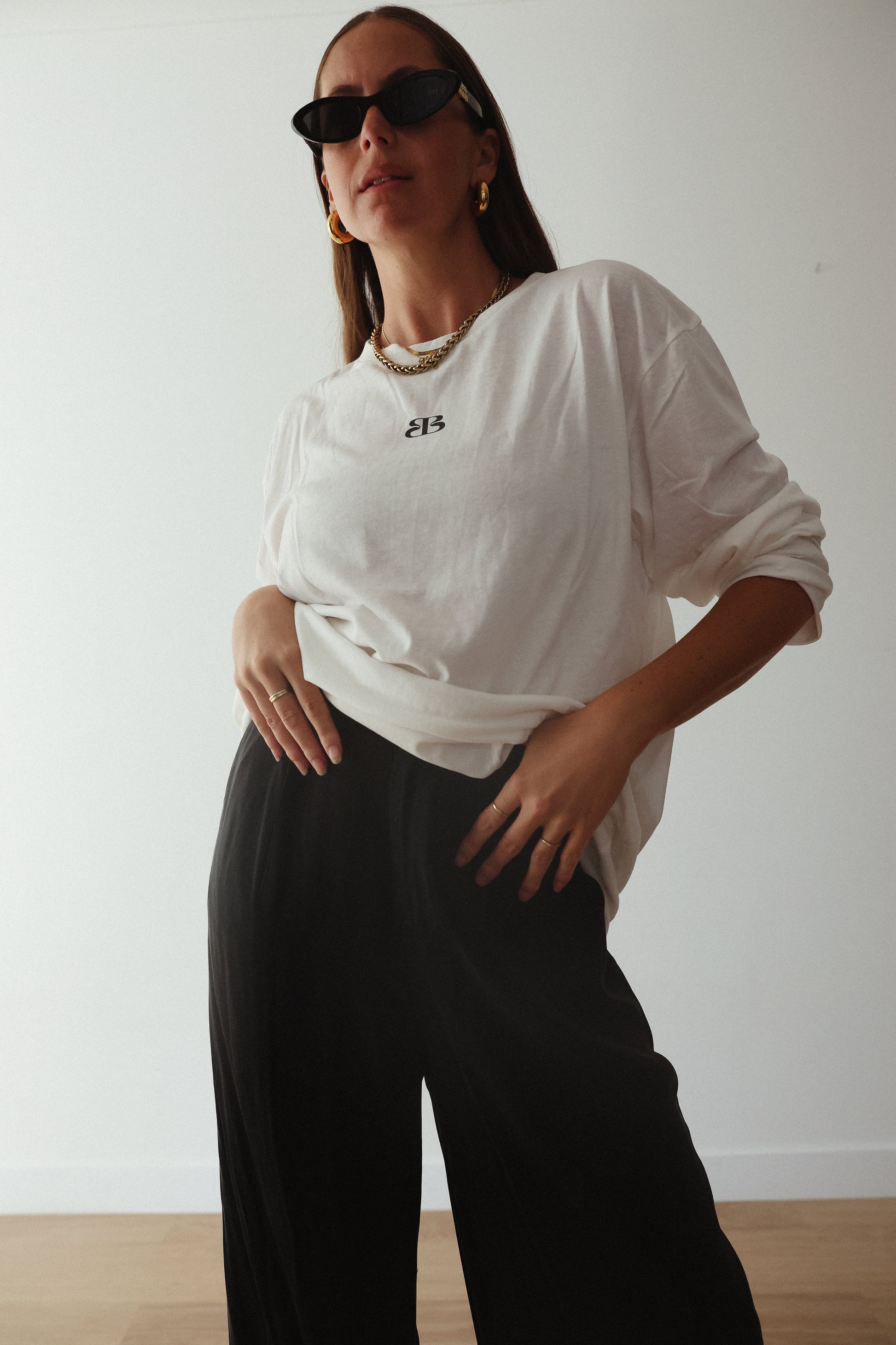 BB cotton/hemp long sleeve tee - white