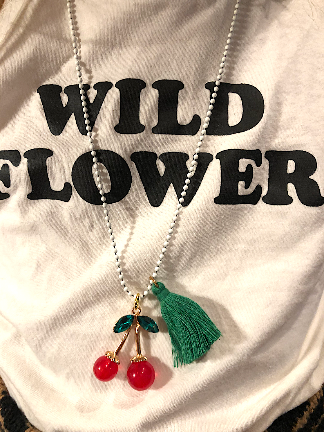 Rhinestone Cherries Necklace
