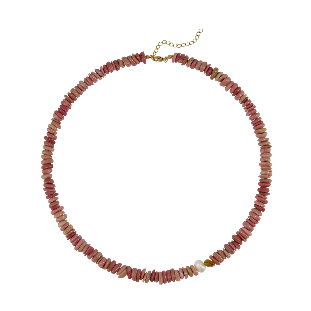 Blush Stone & Pearl Necklace