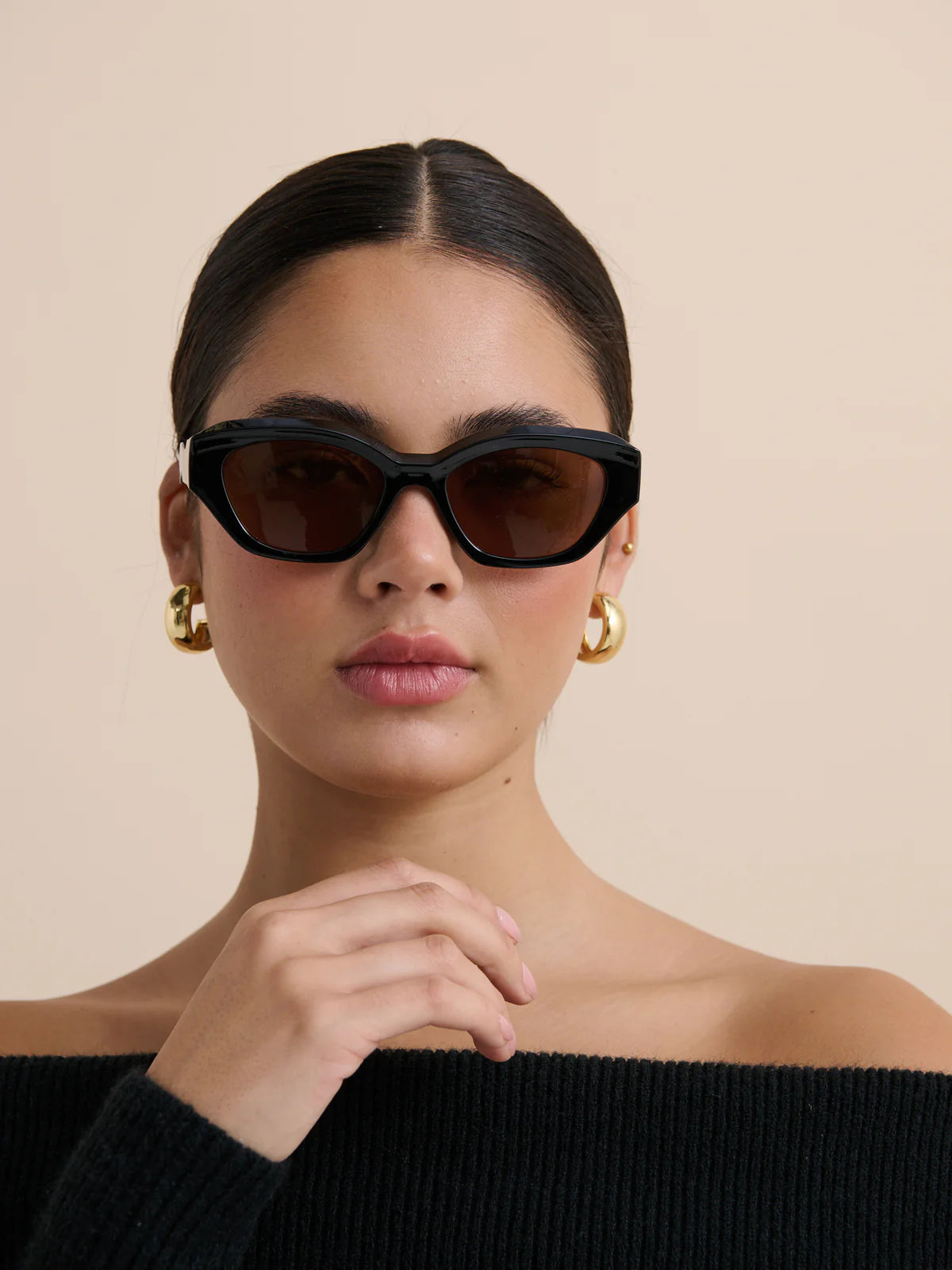 Cleopatra Cat Eye Sunglasses - Black