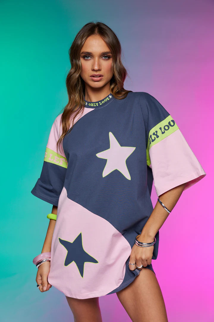 Ying Yang Tee Dress Charcoal Lime