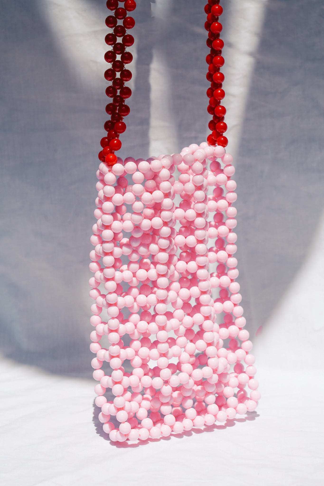 Beaded Phone Bag – Soft Pink & Red