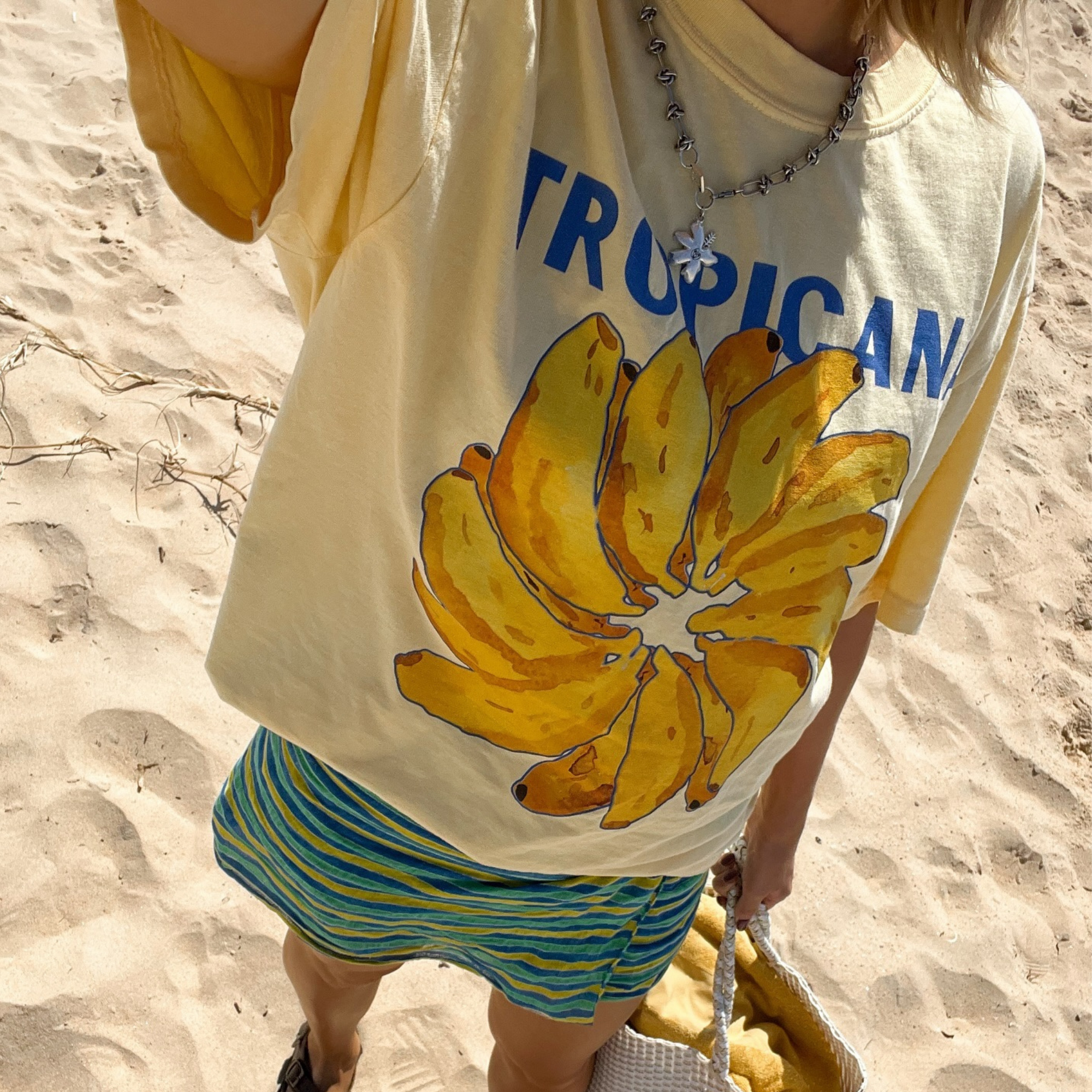 Club Tropicana -Banana Tee Boxy Crop Style