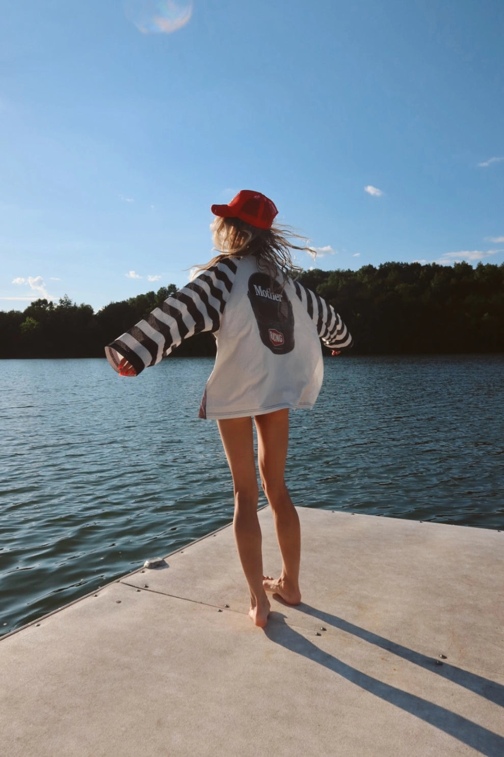 Mother Racing Striped Mesh