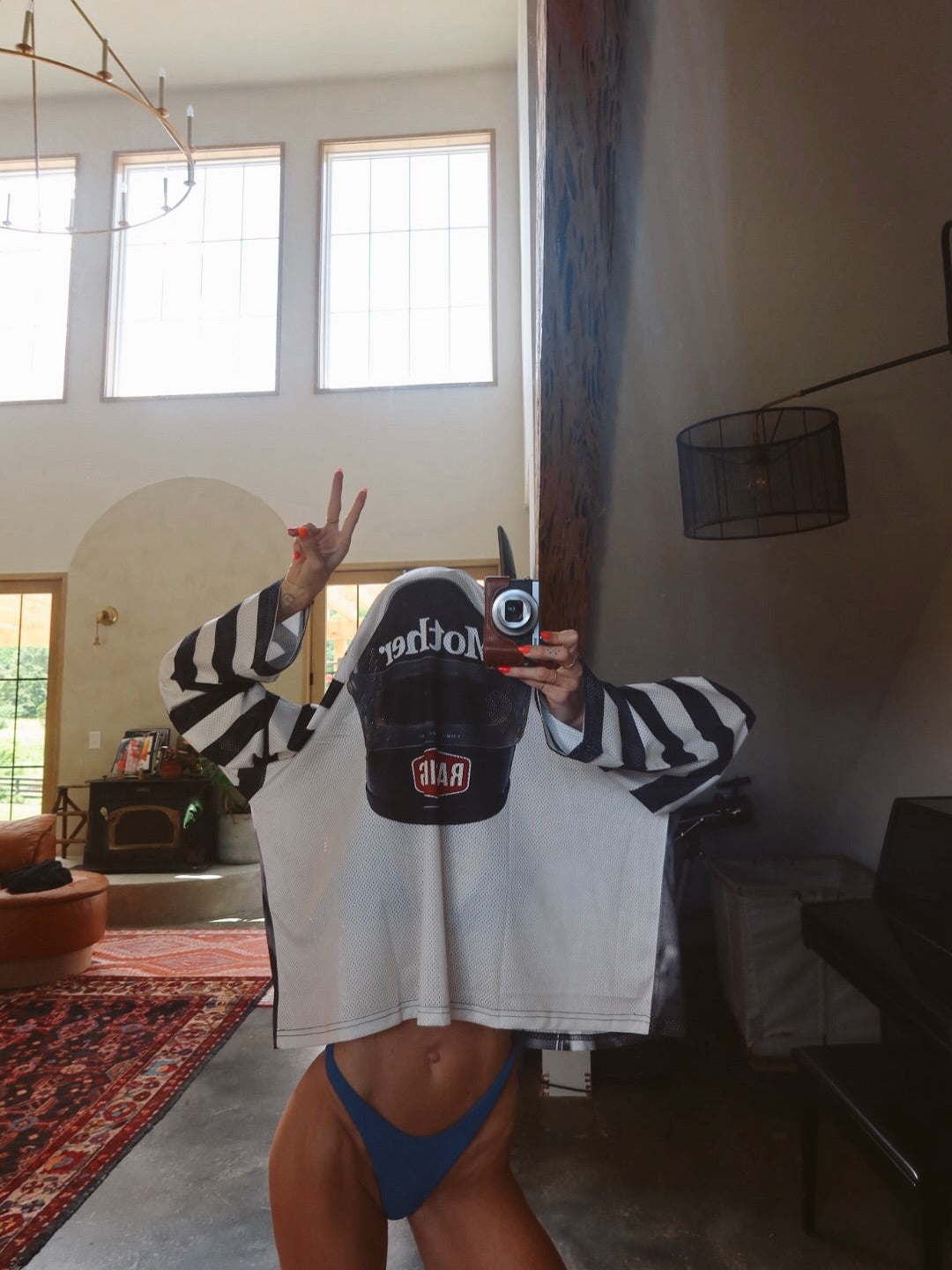 Mother Racing Striped Mesh
