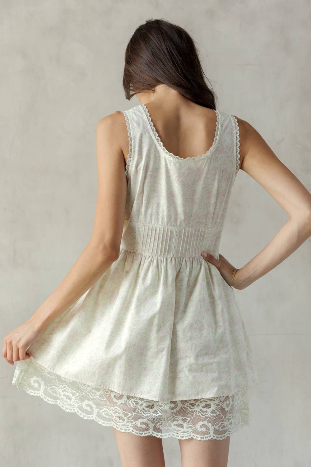 STORIA LACE TRIM FLORAL MINI DRESS