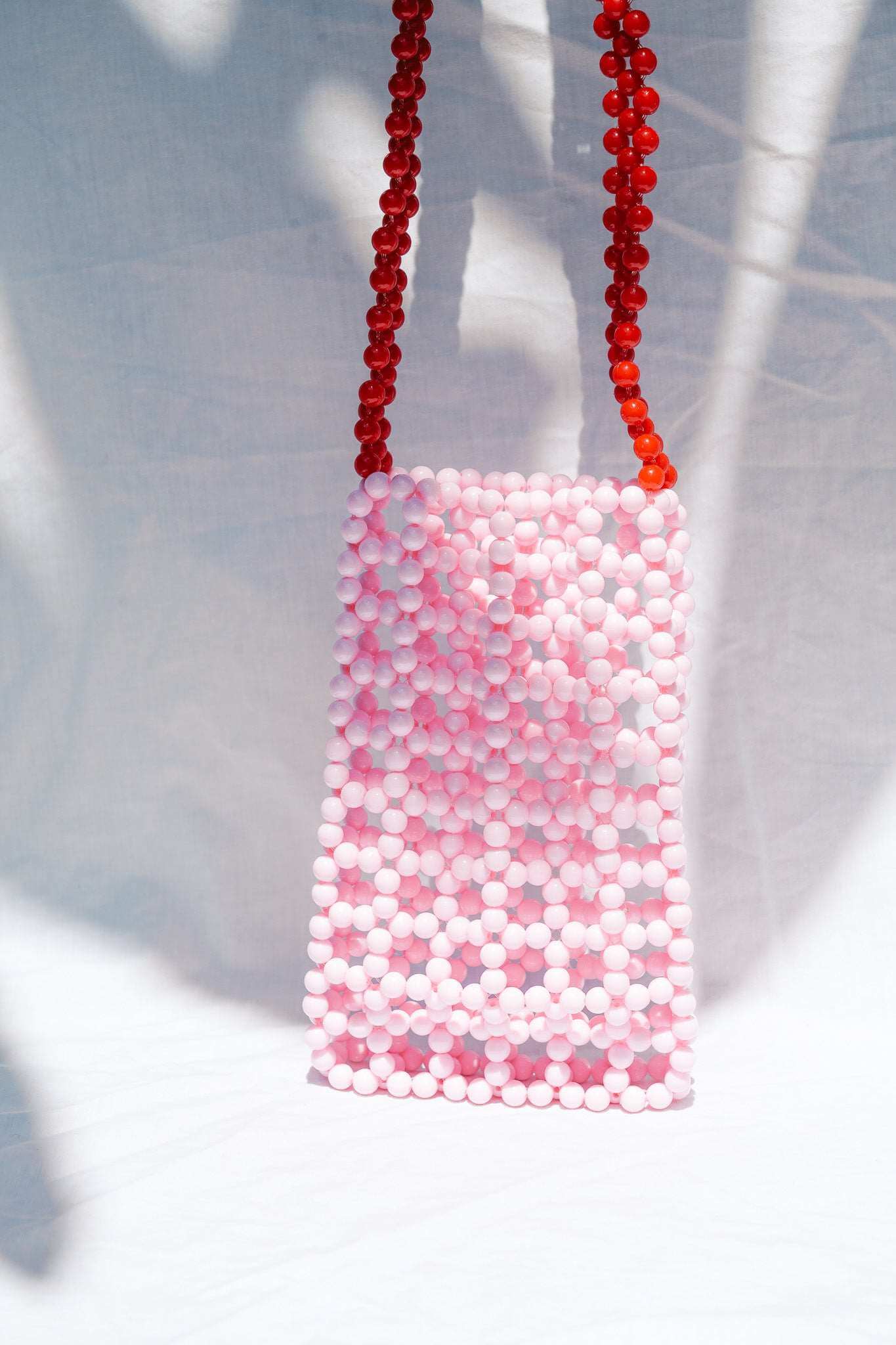 Beaded Phone Bag – Soft Pink & Red