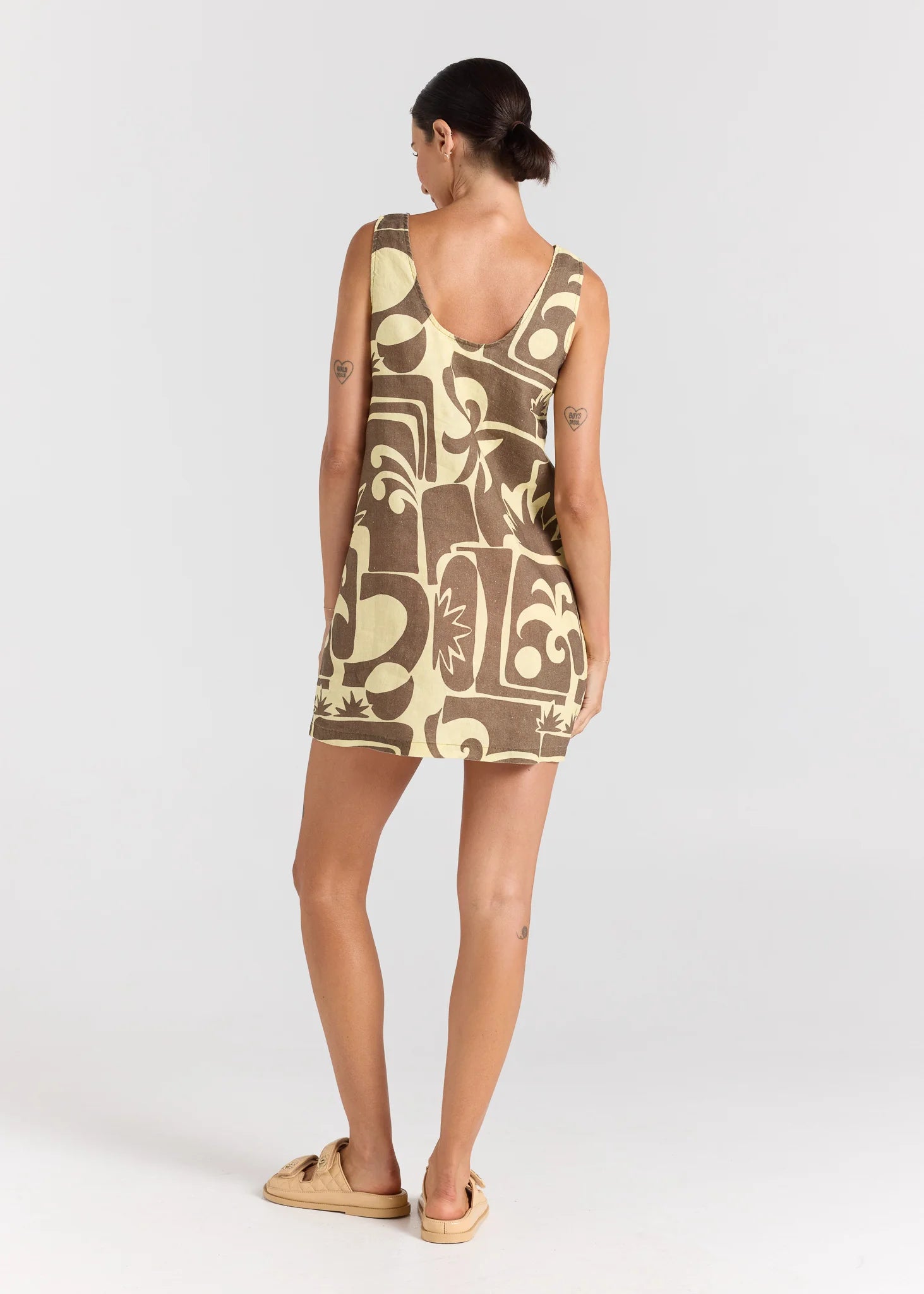 Beachcomber 100% Linen U Shift Dress - Banana