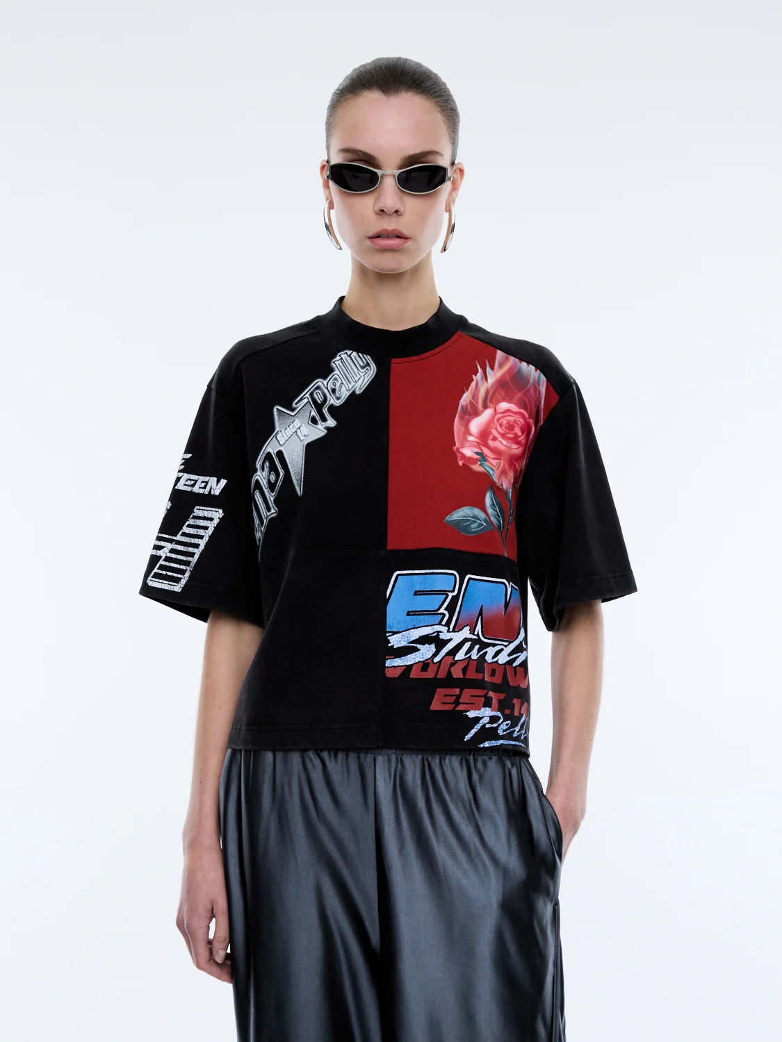 Flaming Rose Patchwork Tee