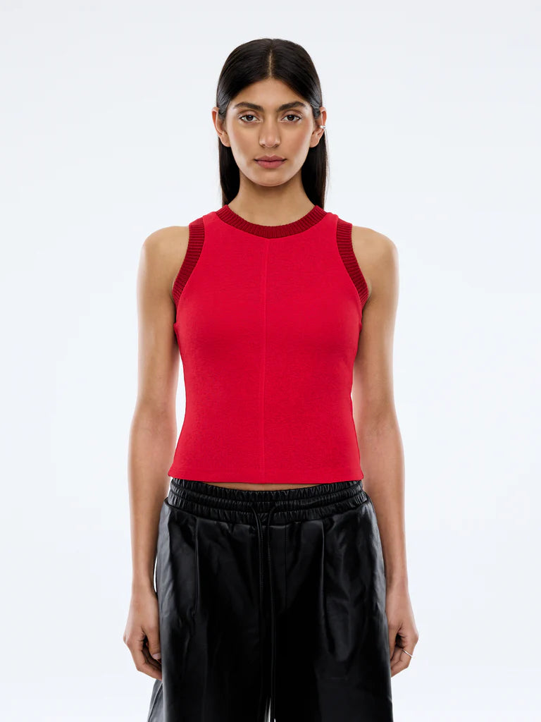 Serena Sheer Tank - Sunset Red