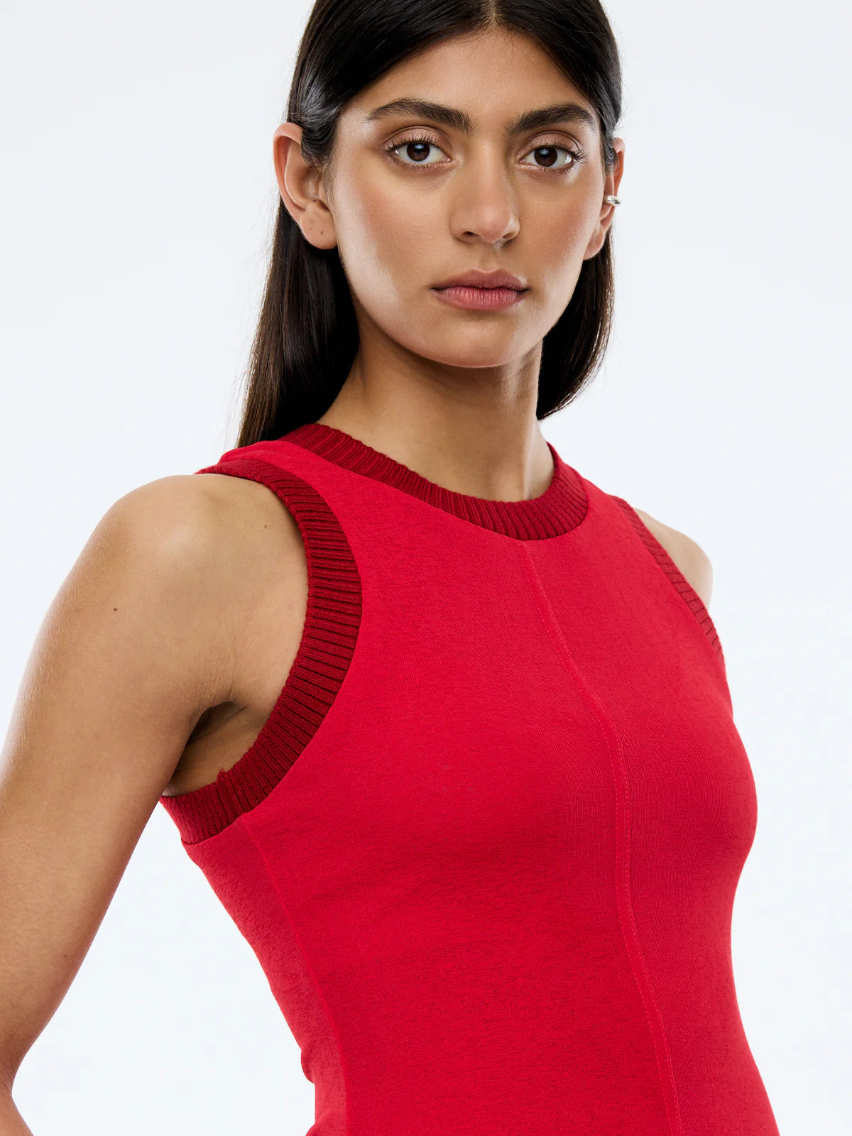 Serena Sheer Tank - Sunset Red