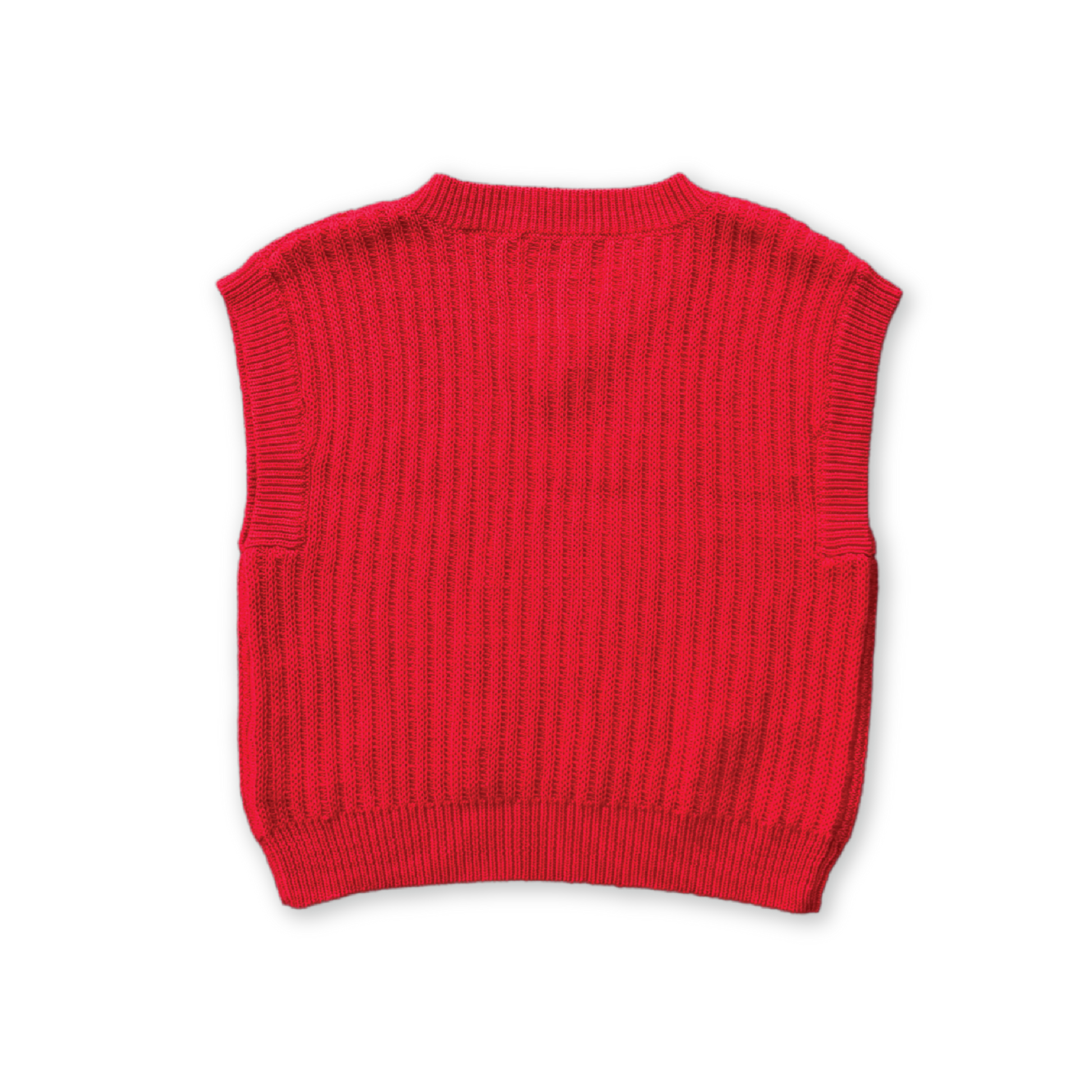 Chunky Rib V-Neck Vest - Flame
