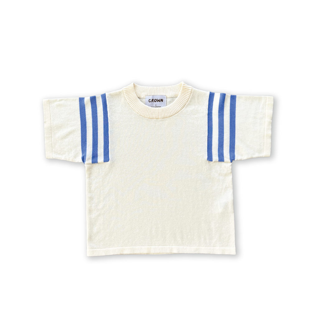 Knitted Stripe Sleeve Knitted Tee