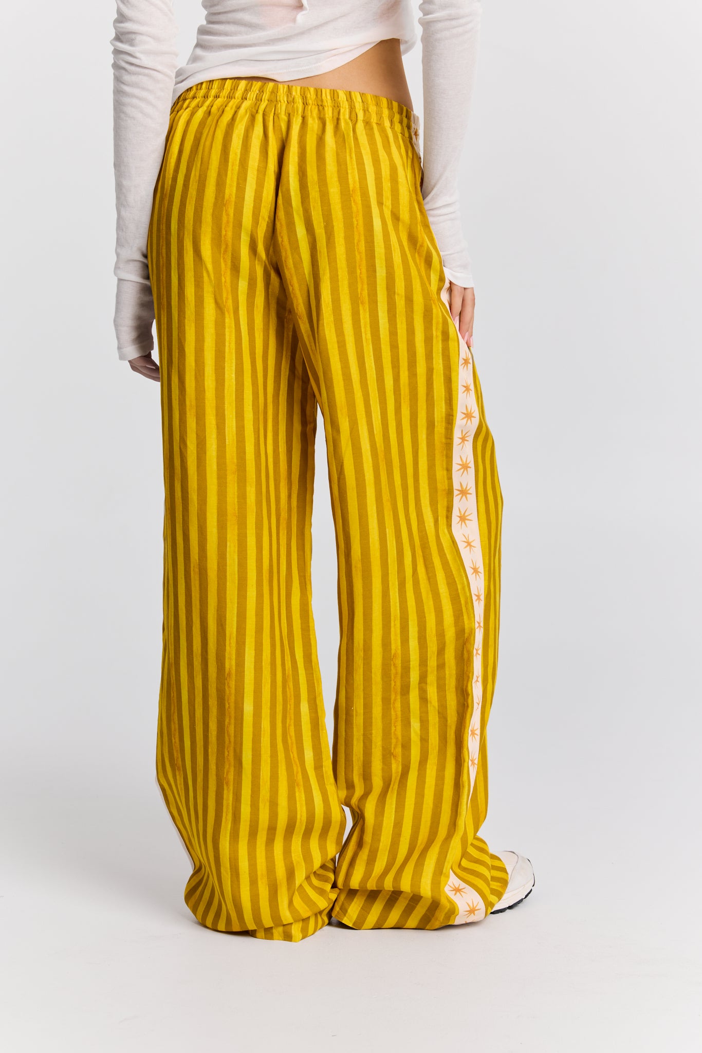 Mustart Striped Straight Leg Linen Pant