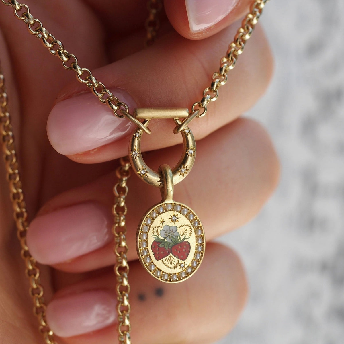Strawberry Short-Cake Necklace 18k gold plated