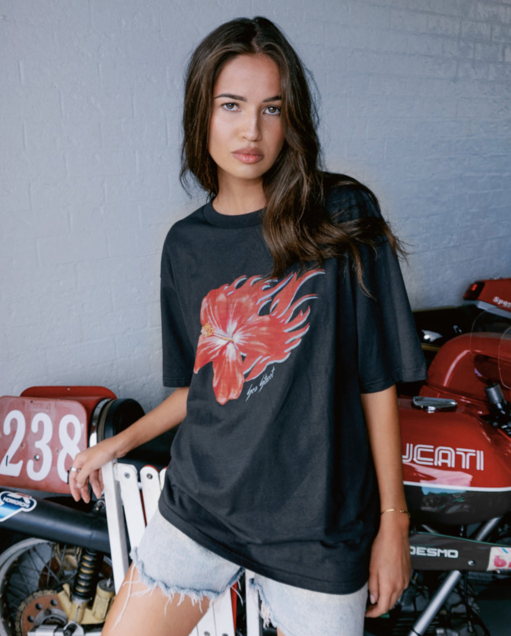 Flaming Hibiscus Racing S/S T-Shirt
