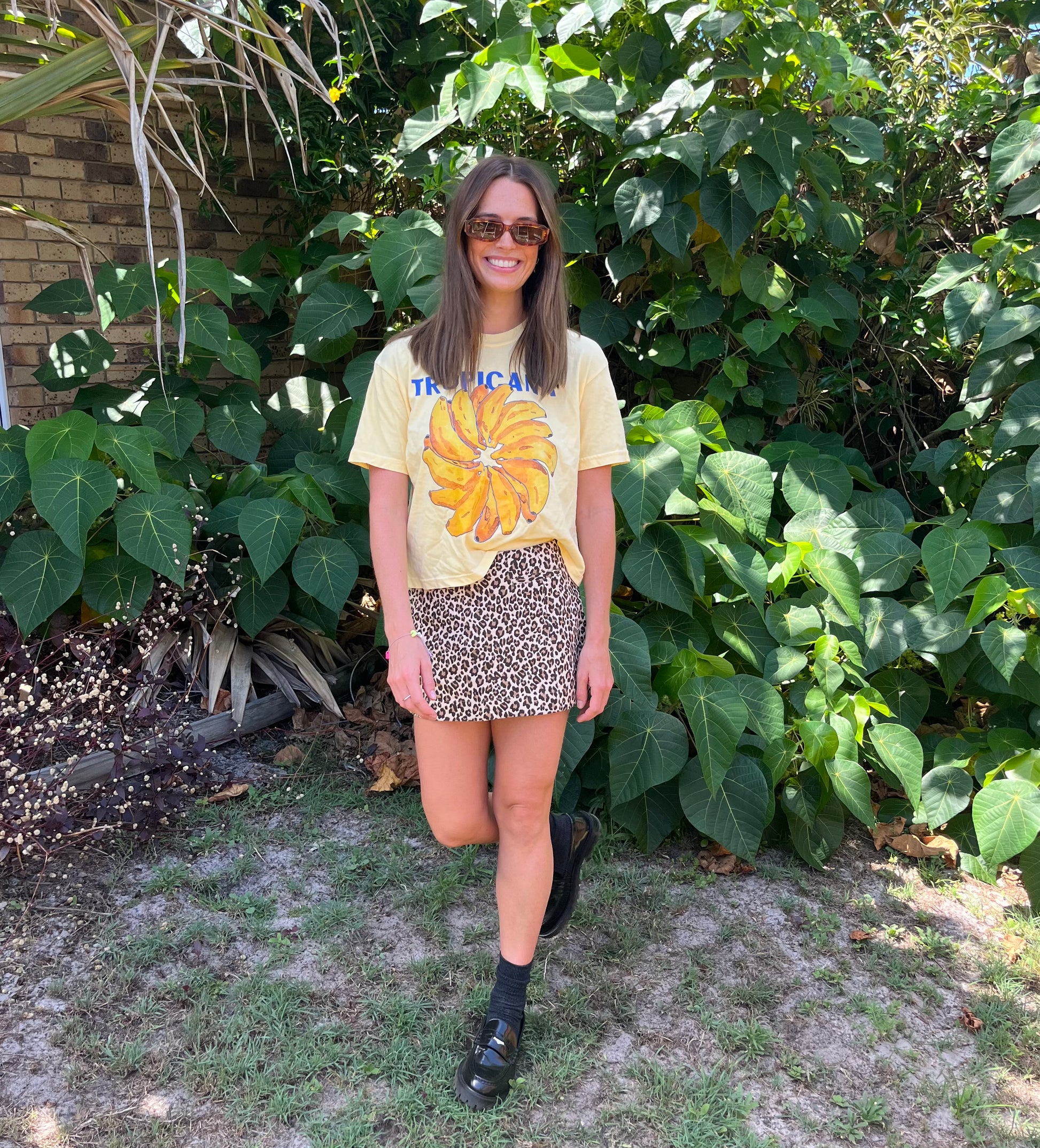 Club Tropicana -Banana Tee Boxy Crop Style