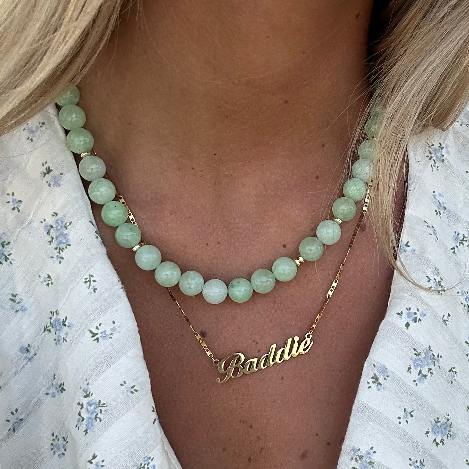 Green Jade Natural Stone Necklace