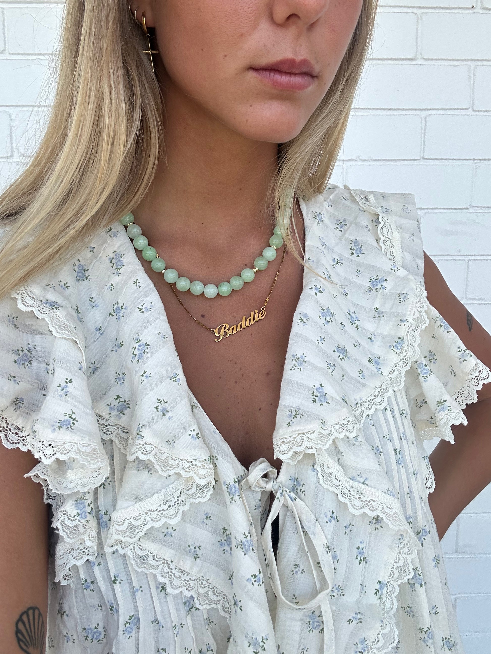 Green Jade Natural Stone Necklace