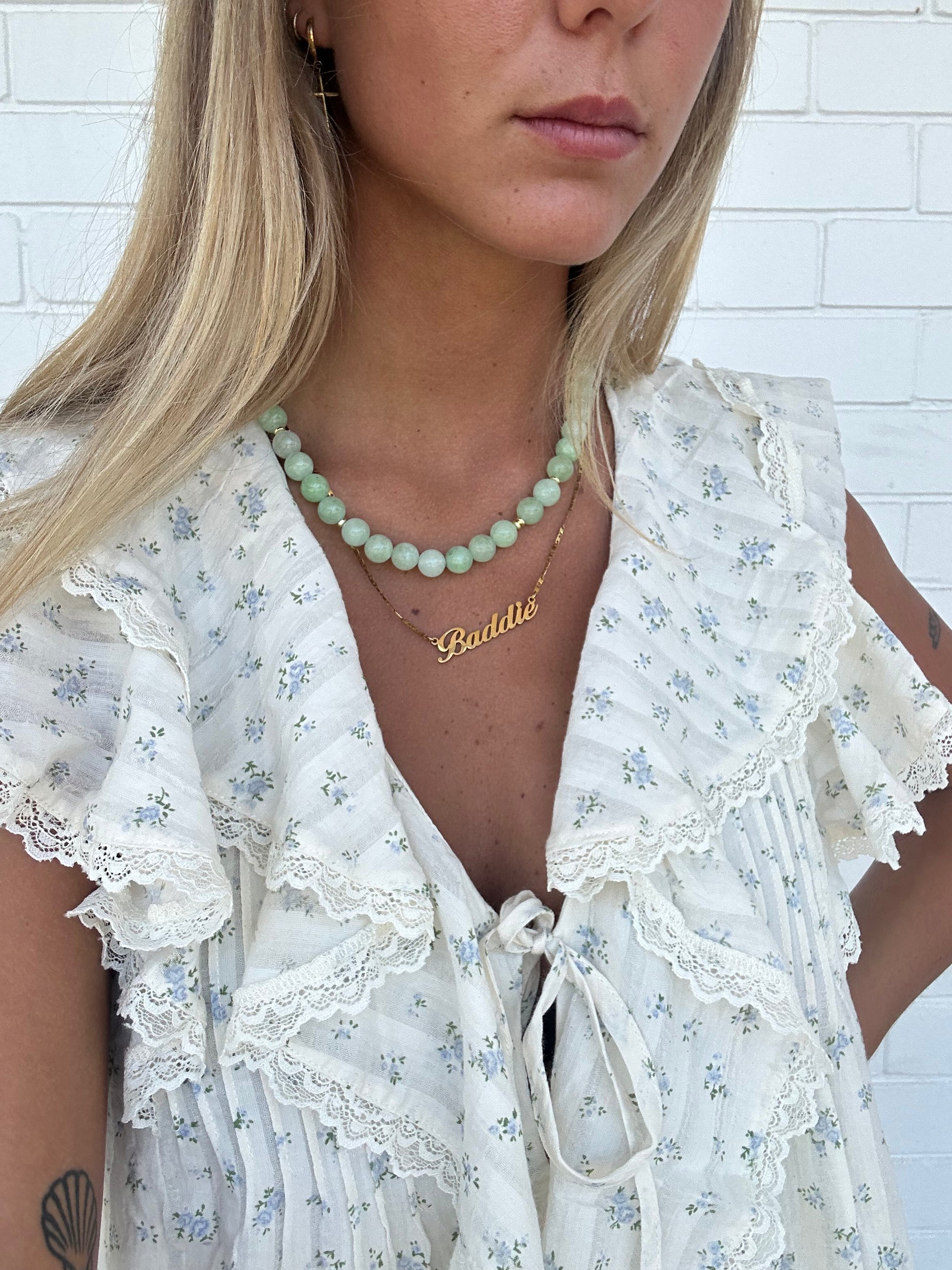 Green Jade Natural Stone Necklace