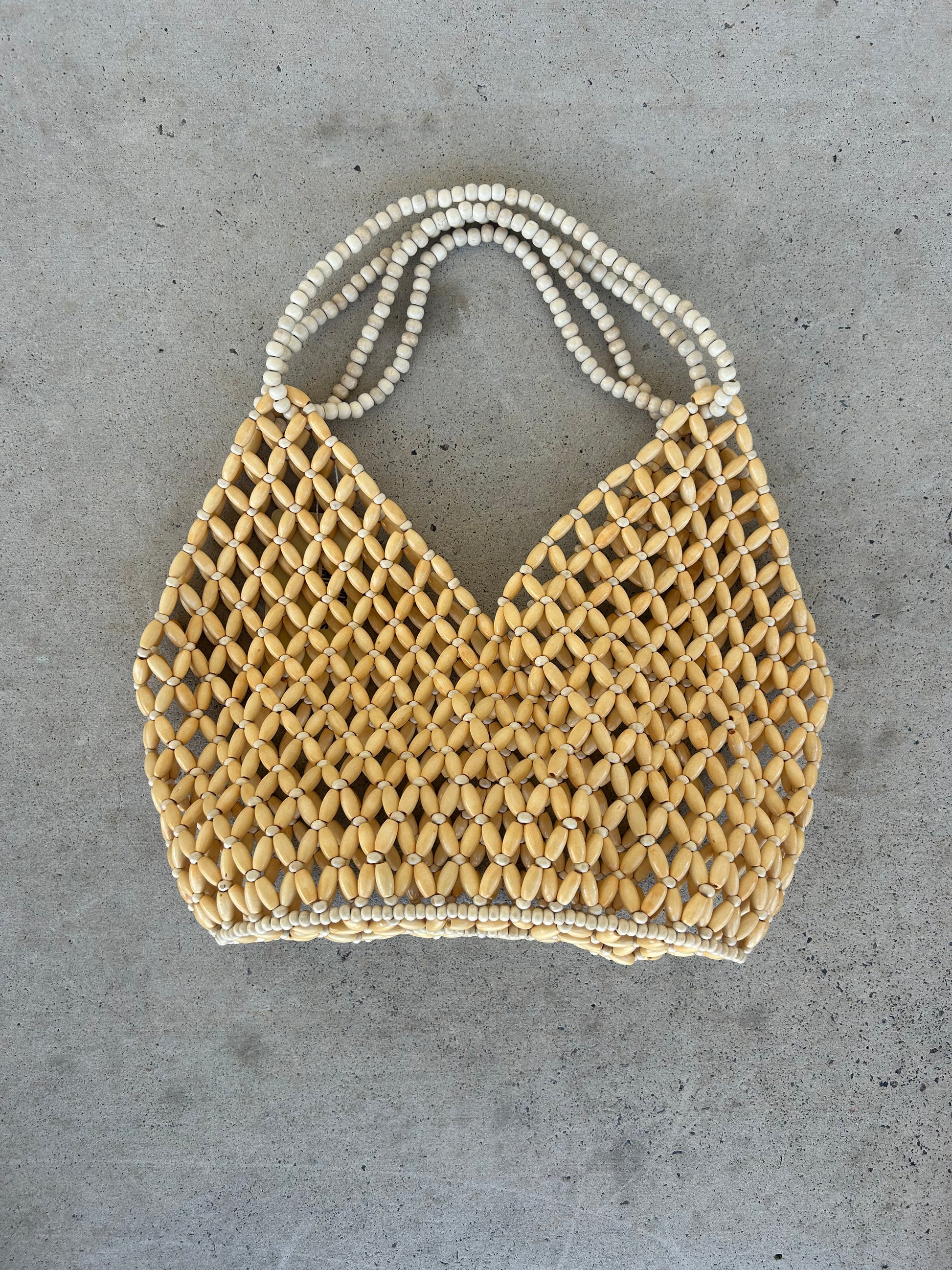 The Capri Beaded Bag - Sand/cream